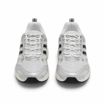 Women's White & Silver Running Sneakers with Black Stripes