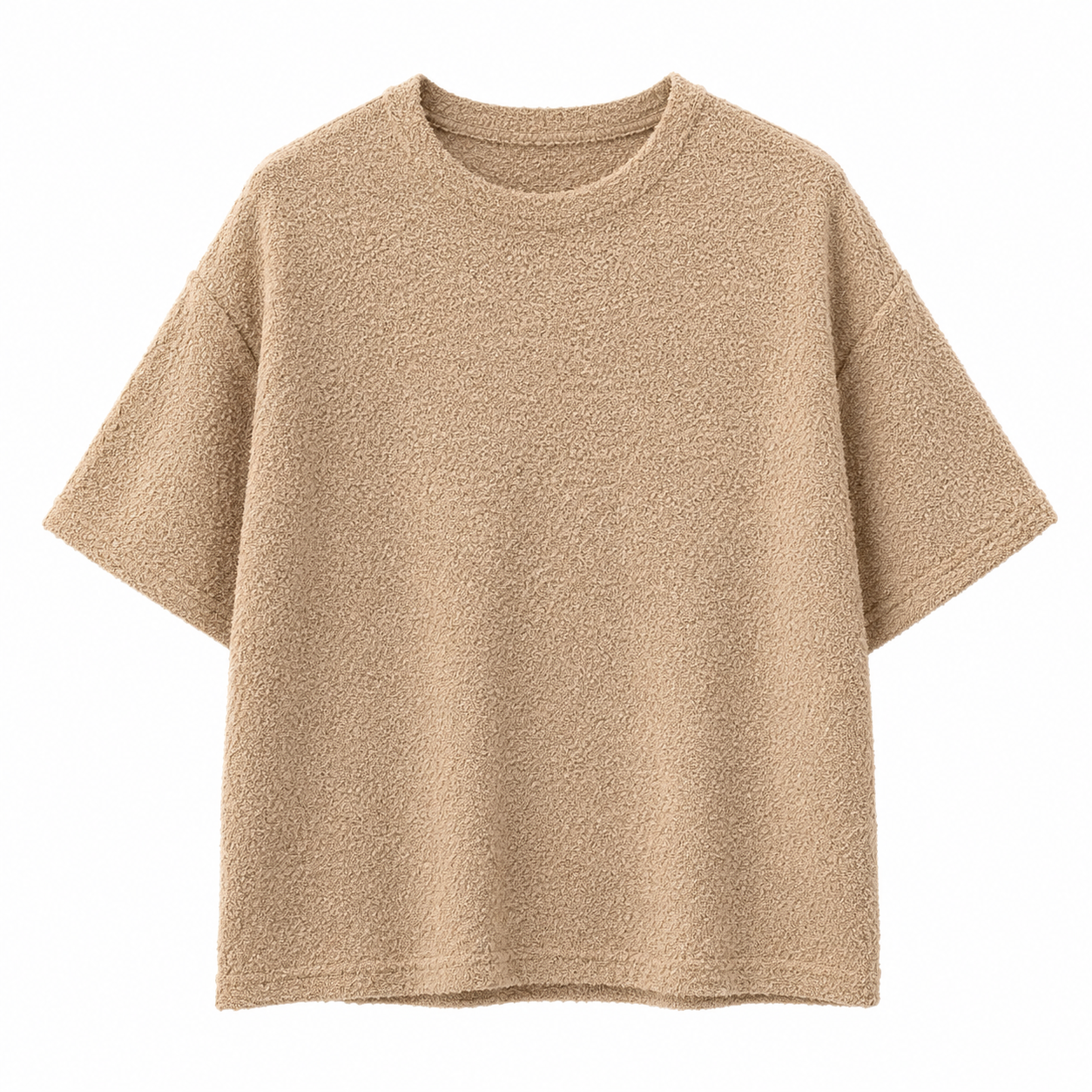 Men’s Textured Oversized T-Shirt – Beige
