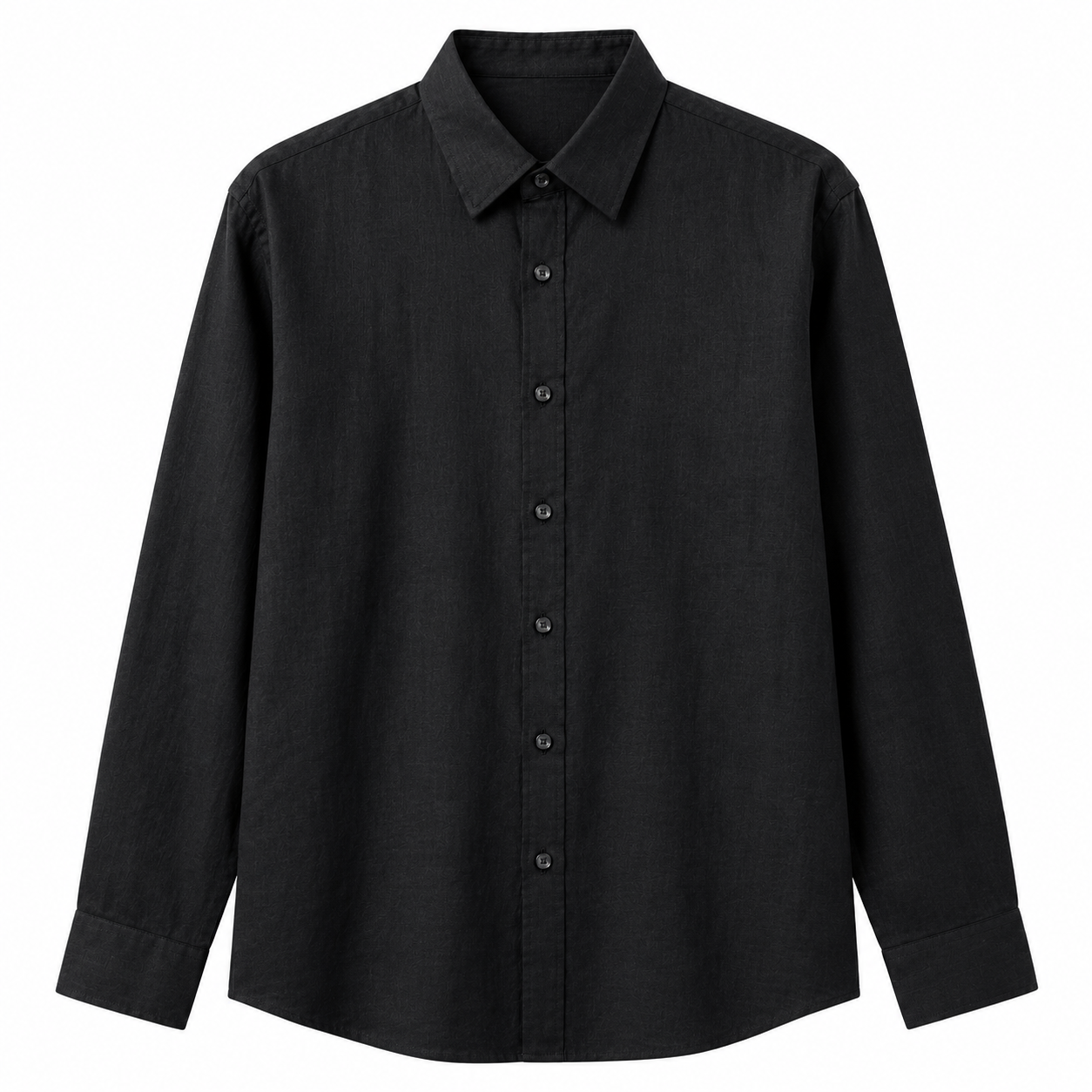Men’s Long Sleeve Button-Up Shirt – Black