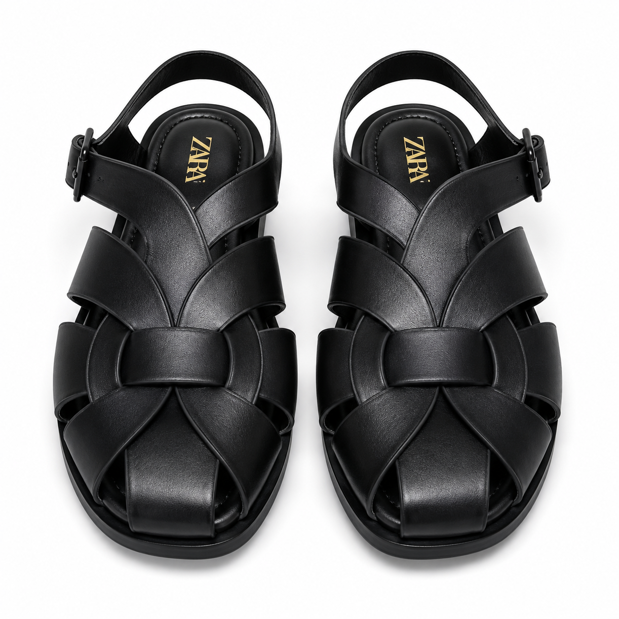Women’s Woven Slingback Flat Sandals – Black