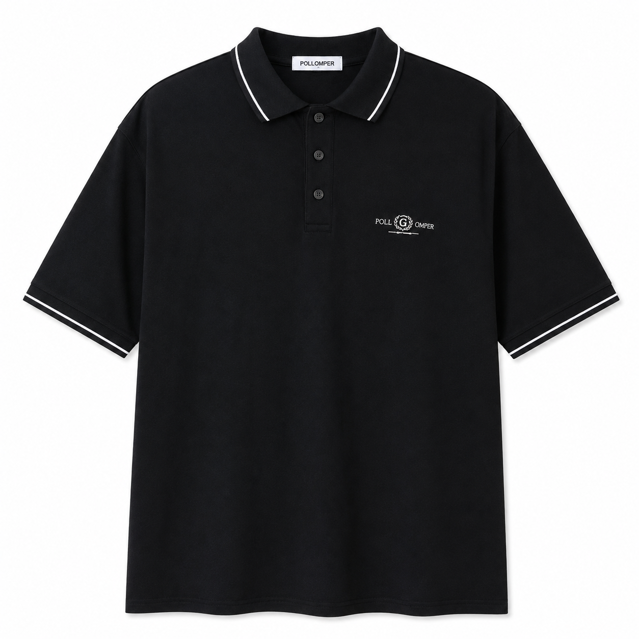 Men’s Contrast Trim Polo Shirt – Black