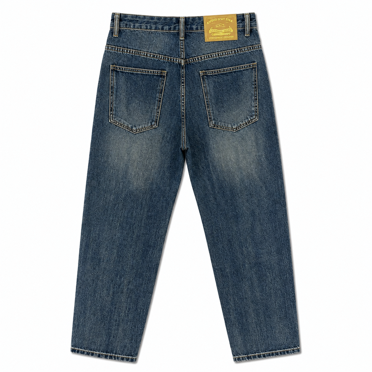 Men’s Vintage Washed Panel Denim Jeans – Blue