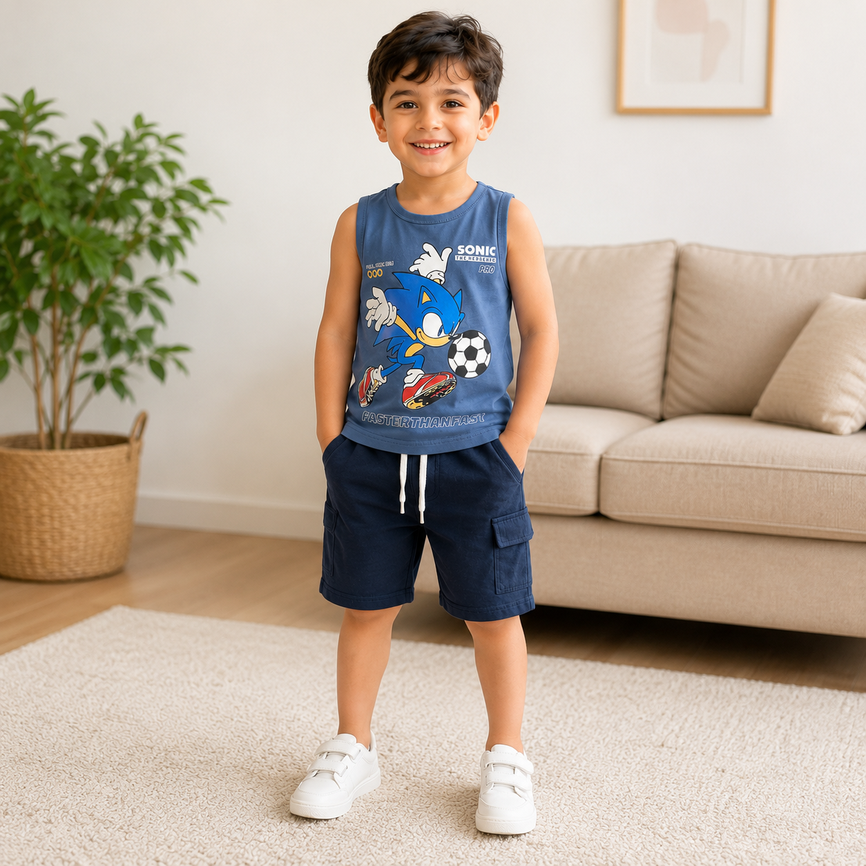 Kids Boys Sonic Summer Tank Top & Shorts Set – Blue