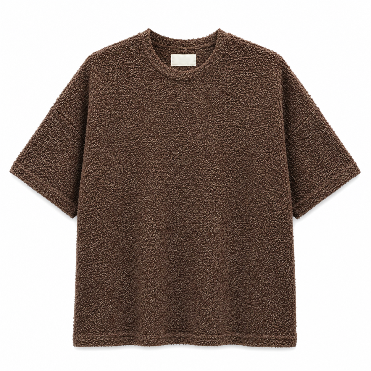Men’s Textured Bouclé Oversized T-Shirt – Brown