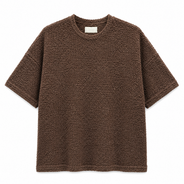 Men’s Textured Bouclé Oversized T-Shirt – Brown