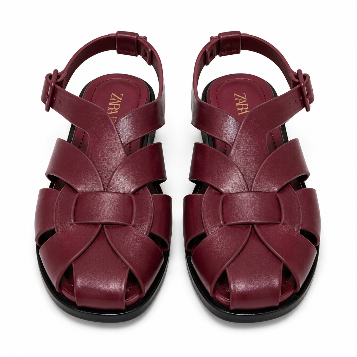 Women’s Woven Slingback Flat Sandals – Burgundy