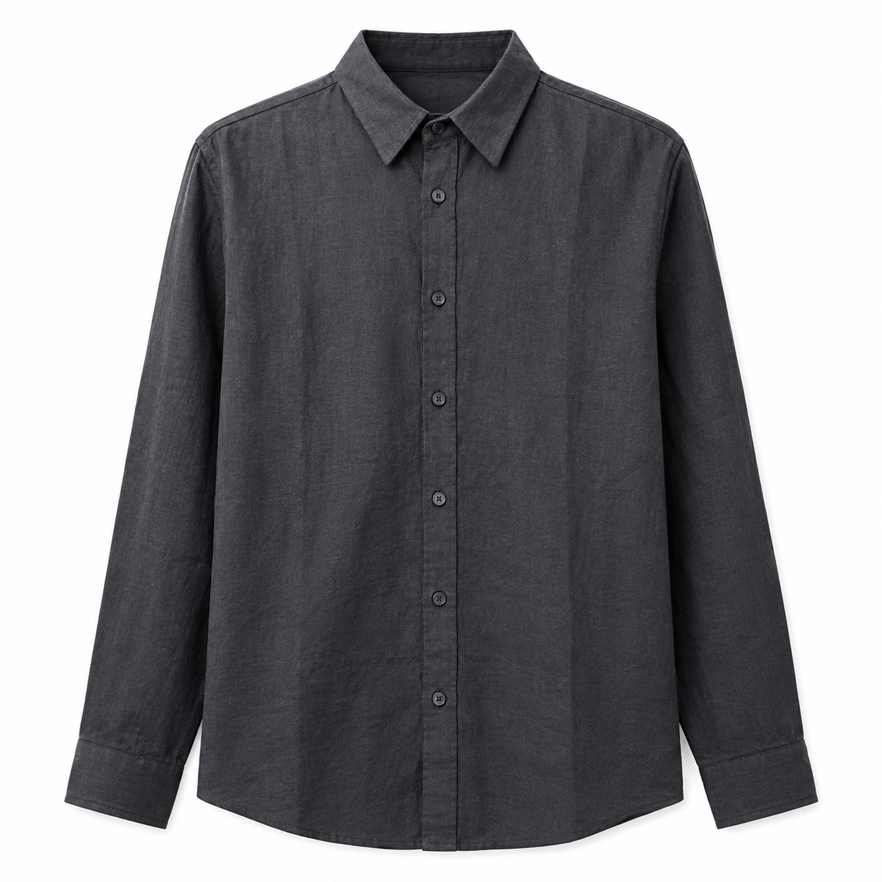 Men’s Long Sleeve Button-Up Shirt – Charcoal Gray