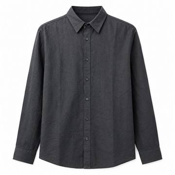 Men’s Long Sleeve Button-Up Shirt – Charcoal Gray