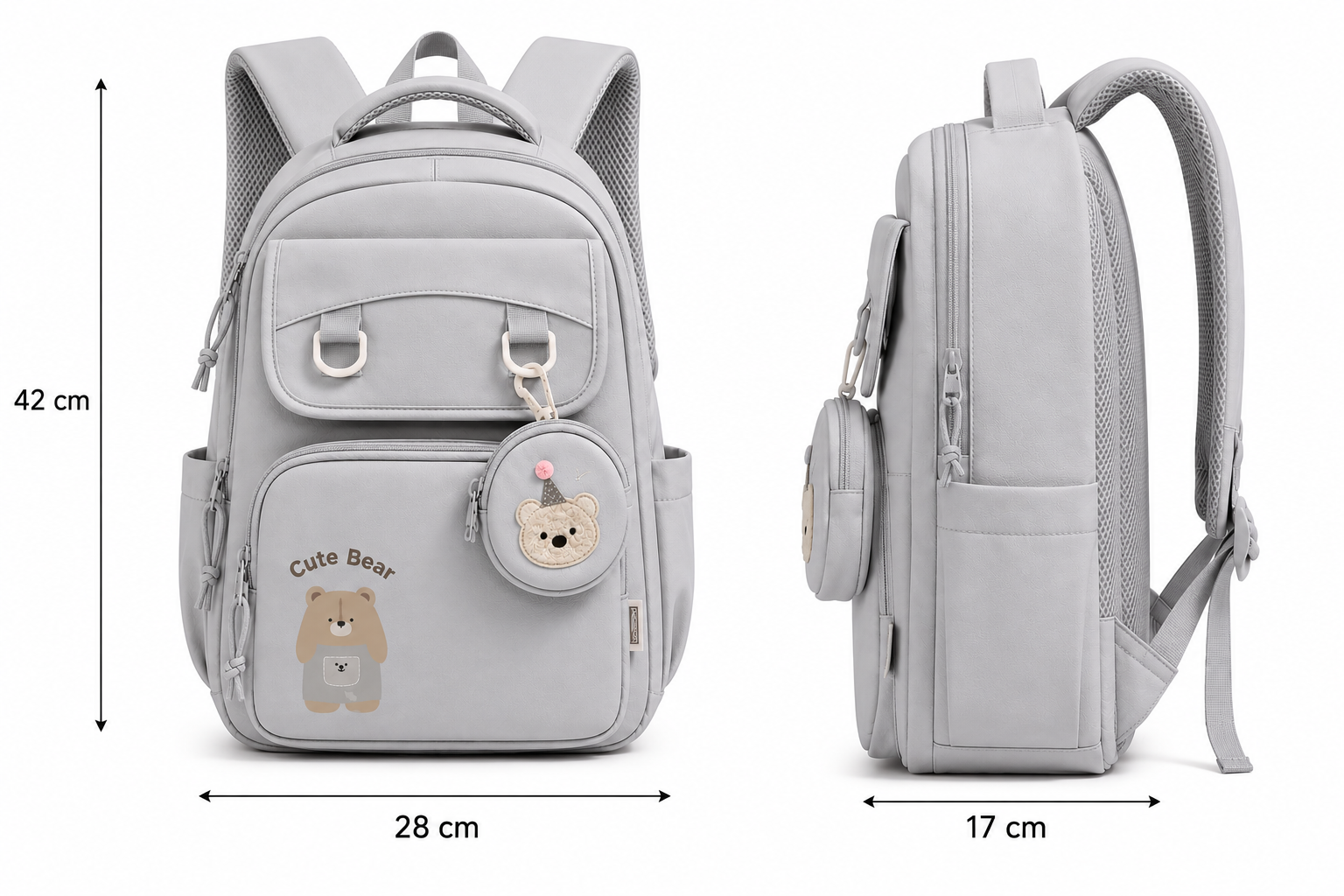 Cute Bear Large School Backpack
