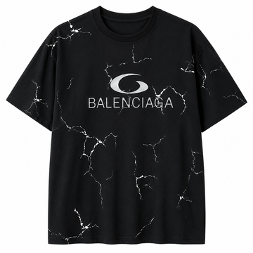 Men’s Crack Print Oversized T-Shirt – Black