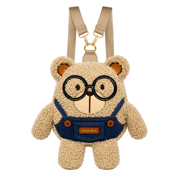 Cute Teddy Bear Plush Backpack – Beige Women's Mini Backpack
