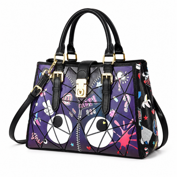 Eye Theme Prism Satchel – Purple Cartoon Eyes Women's Handbag