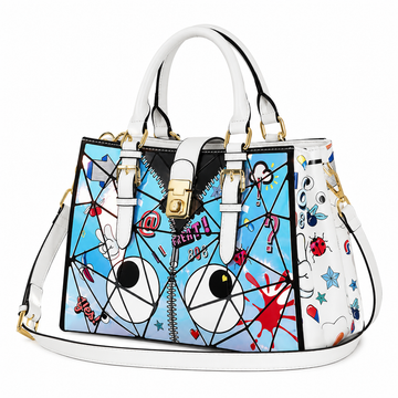 Eye Theme Crystal Satchel – White Cartoon Eyes Women's Handbag
