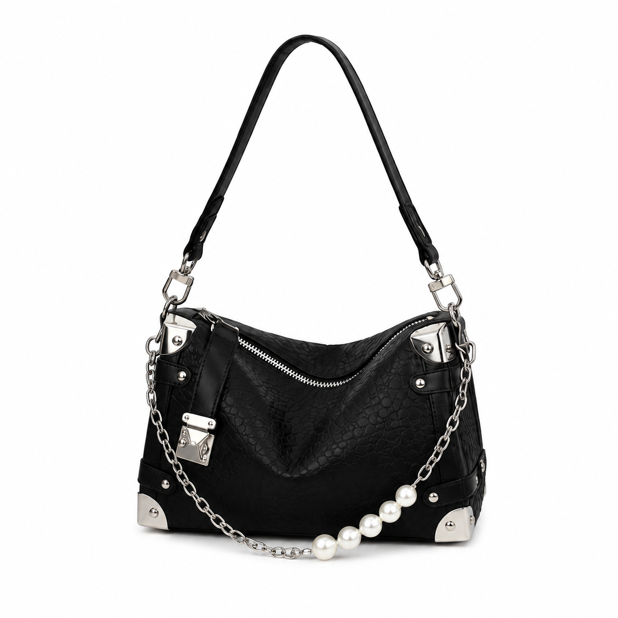Luna Pearl Shoulder Bag – Black Women's Handbag