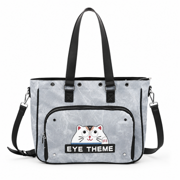 Eye Theme Urban Cat Tote – Grey Women's Shoulder Tote Bag