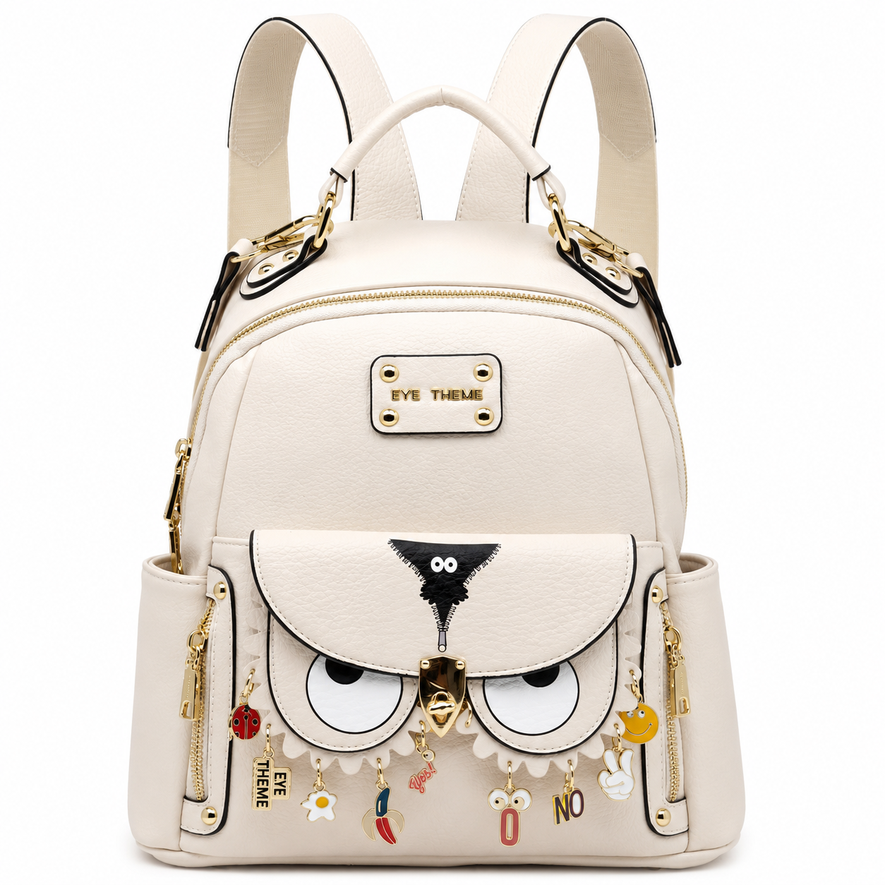 Eye Theme Charm Backpack – Ivory Women's Mini Backpack