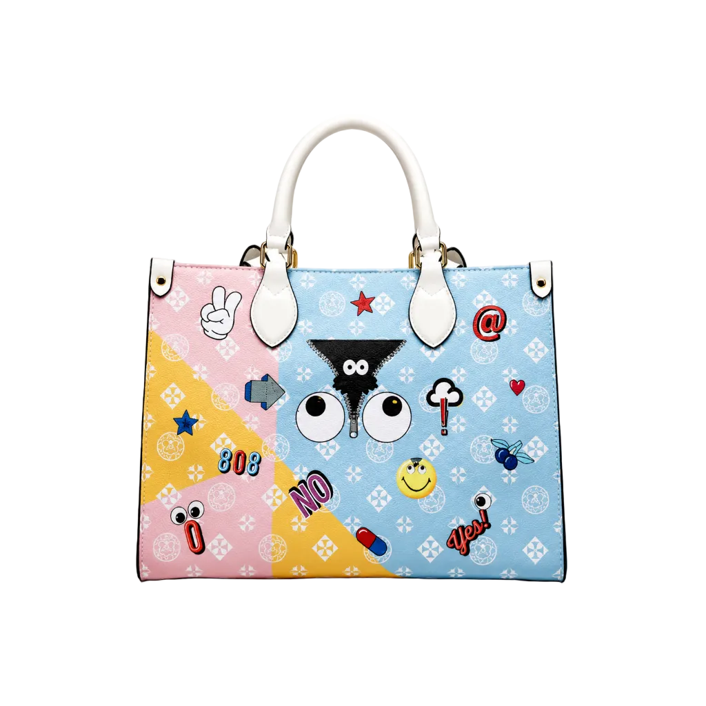 Eye Theme Pastel Duo Tote – Women's Handbag with Matching Inner Pouch