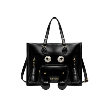 Eye Theme Character Tote Bag – Black Women's Large Shoulder Bag