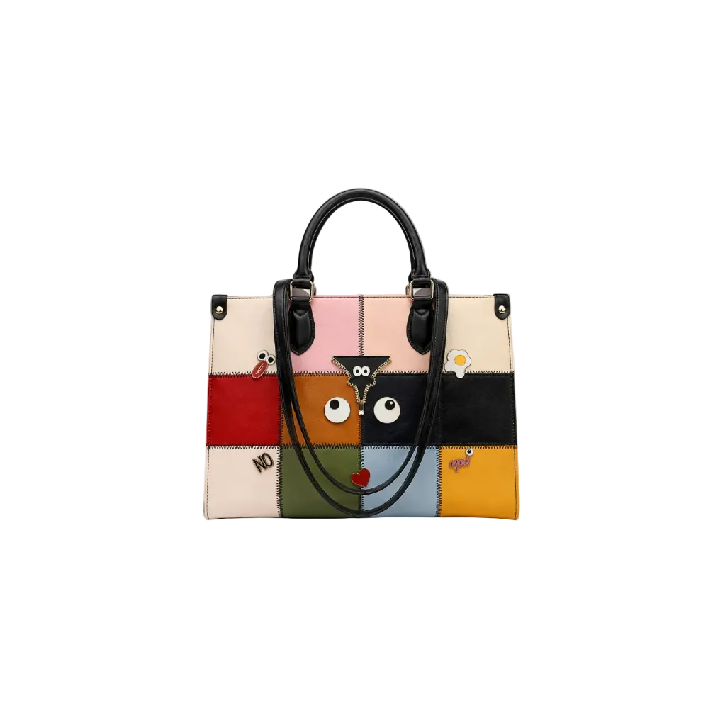 Eye Theme Patchwork Tote Bag – Women's Large Color Block Shoulder Bag