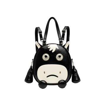 Eye Theme Cow Face Backpack – Black Women's Character Backpack