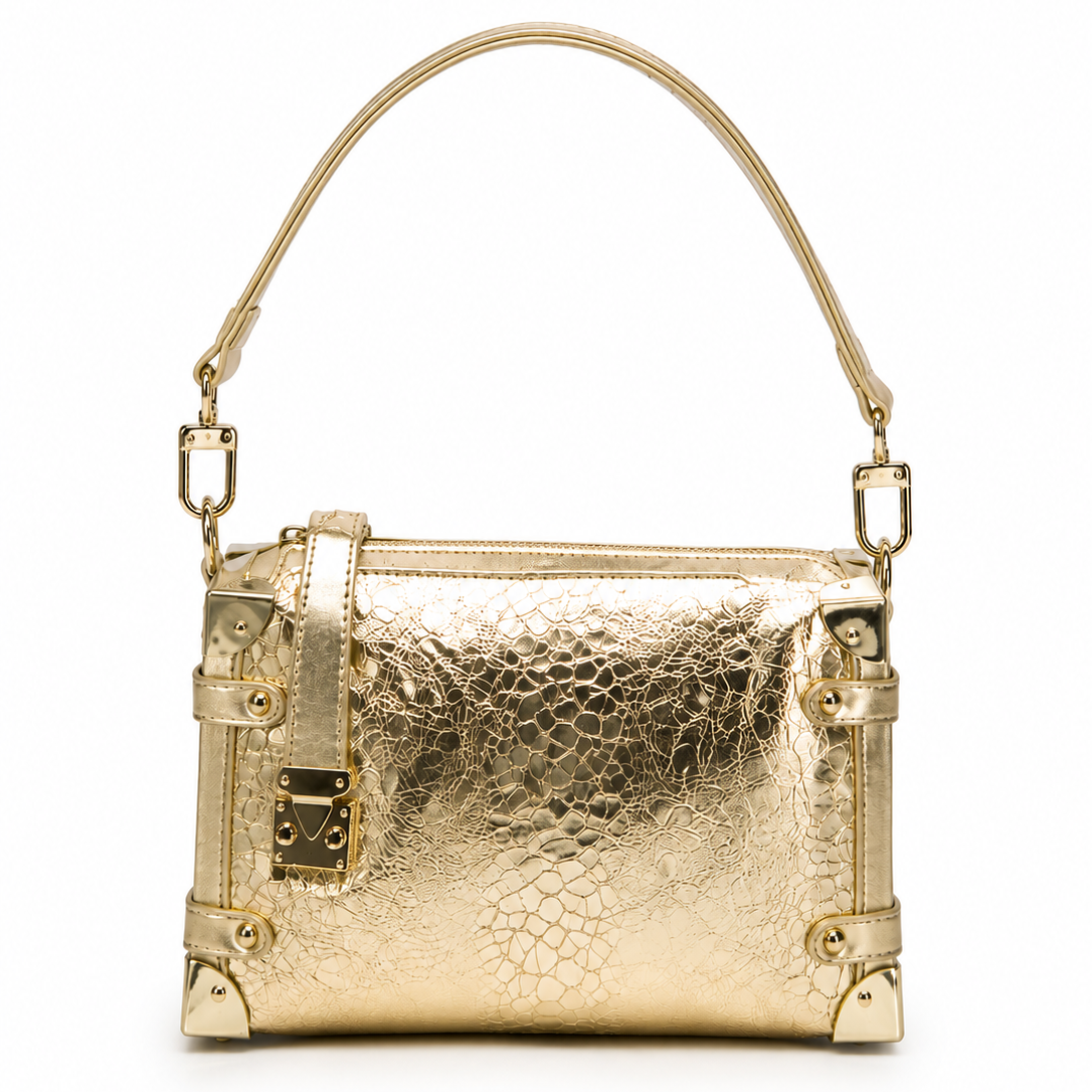 Luxe Metallic Trunk Shoulder Bag – Gold Women's Box Bag