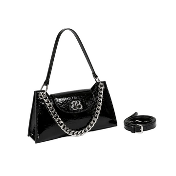 Luxe Patent Chain Shoulder Bag – Black Women's Shoulder & Crossbody Bag