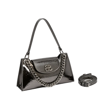 Luxe Patent Chain Shoulder Bag – Gunmetal Women's Shoulder & Crossbody Bag