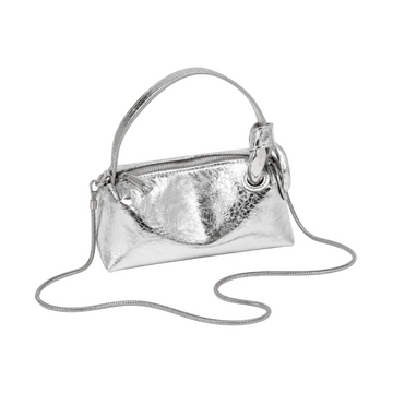 Luxury Metallic Mini Shoulder Bag – Silver Women's Crossbody & Shoulder Bag