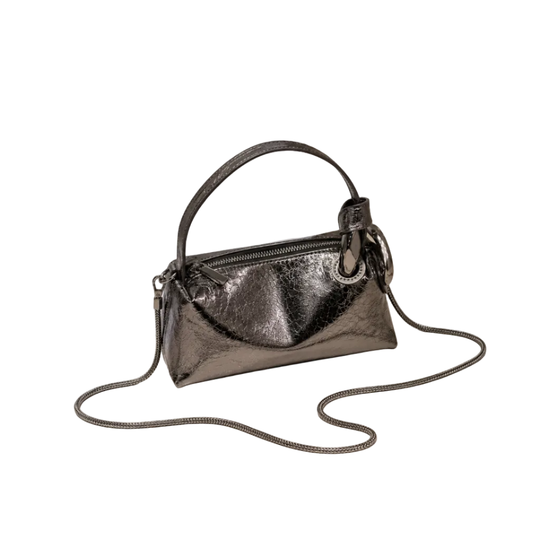 Luxury Metallic Mini Shoulder Bag – Gunmetal Women's Crossbody & Shoulder Bag