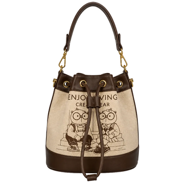 Cream Bear Bucket Bag – Tan Women's Drawstring Shoulder Bag