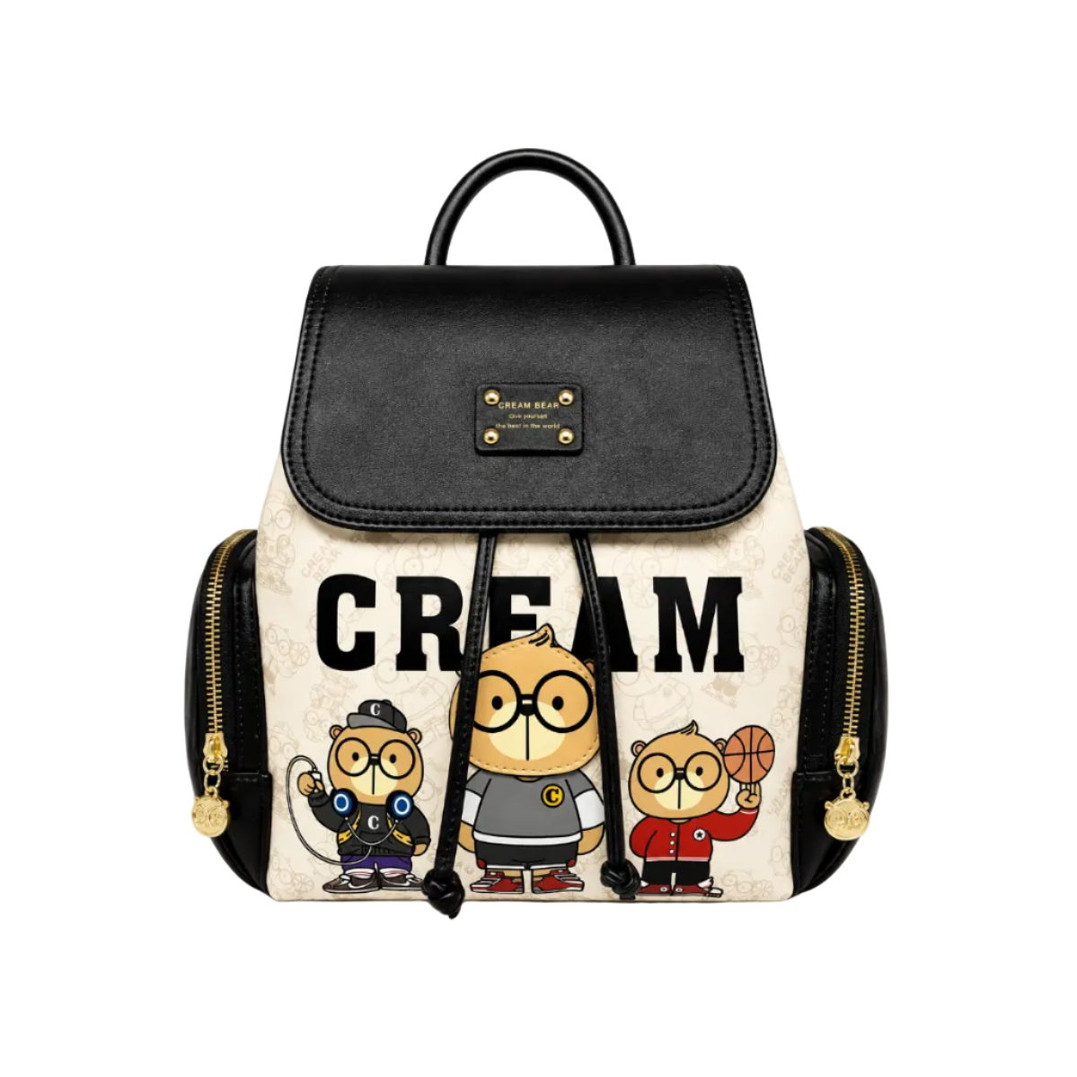 Cream Bear Classic Backpack – Black & Cream Women's Mini Backpack