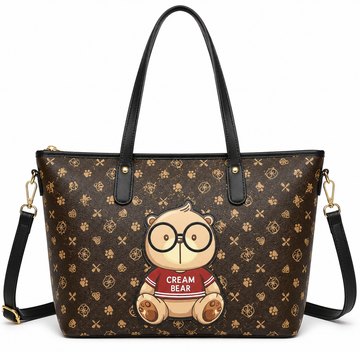Cream Bear Signature Tote – Brown Women's Shoulder Tote Bag