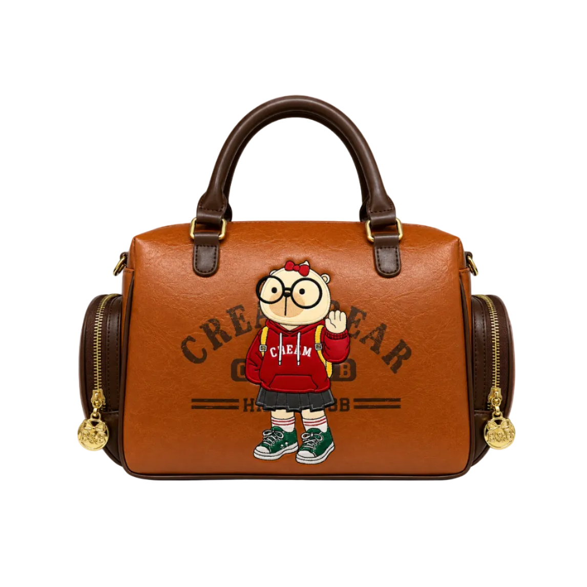 Cream Bear Travel Boston Bag – Brown Women's Top Handle Bag