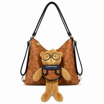 Cream Bear Plush Backpack – Brown Women's Casual Backpack