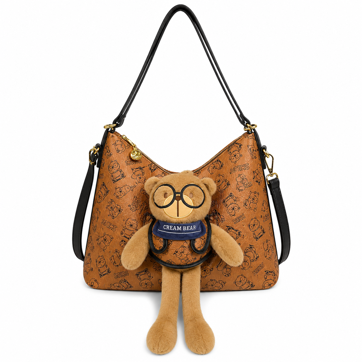 Cream Bear Plush Hobo Bag – Brown Women's Shoulder Bag