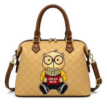 Cream Bear Classic Boston Bag – Beige Women's Top Handle Bag
