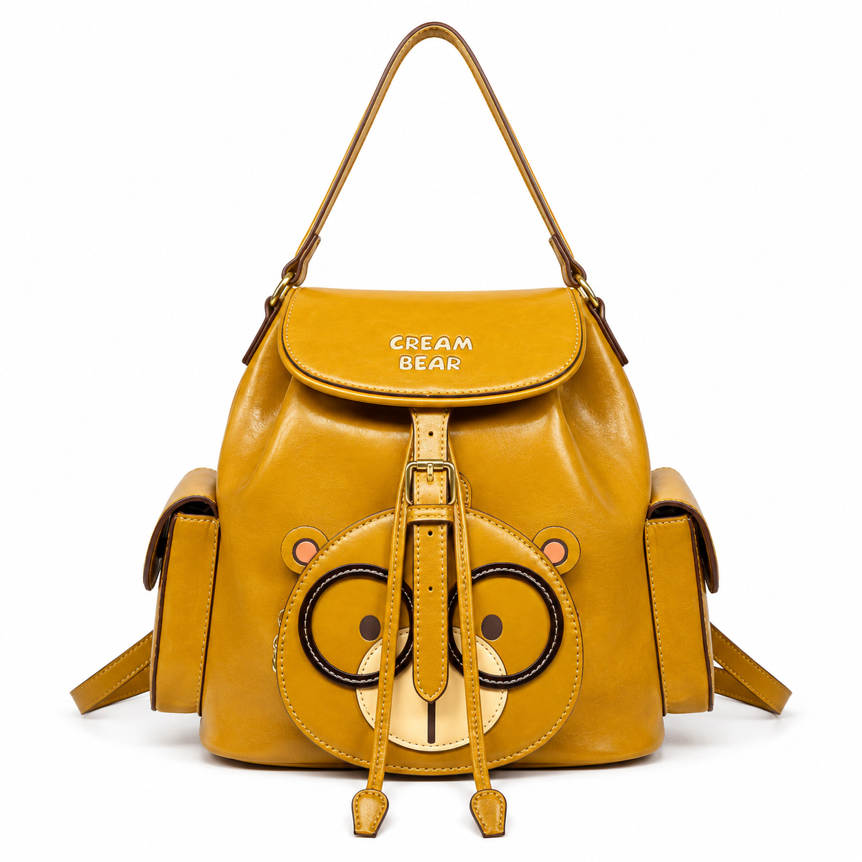 Cream Bear Classic Backpack – Mustard Yellow Women's Backpack