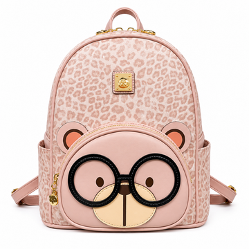 Cream Bear Leopard Backpack – Blush Pink Women's Backpack