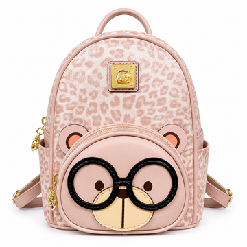 Cream Bear Leopard Mini Backpack – Blush Pink Women's Backpack