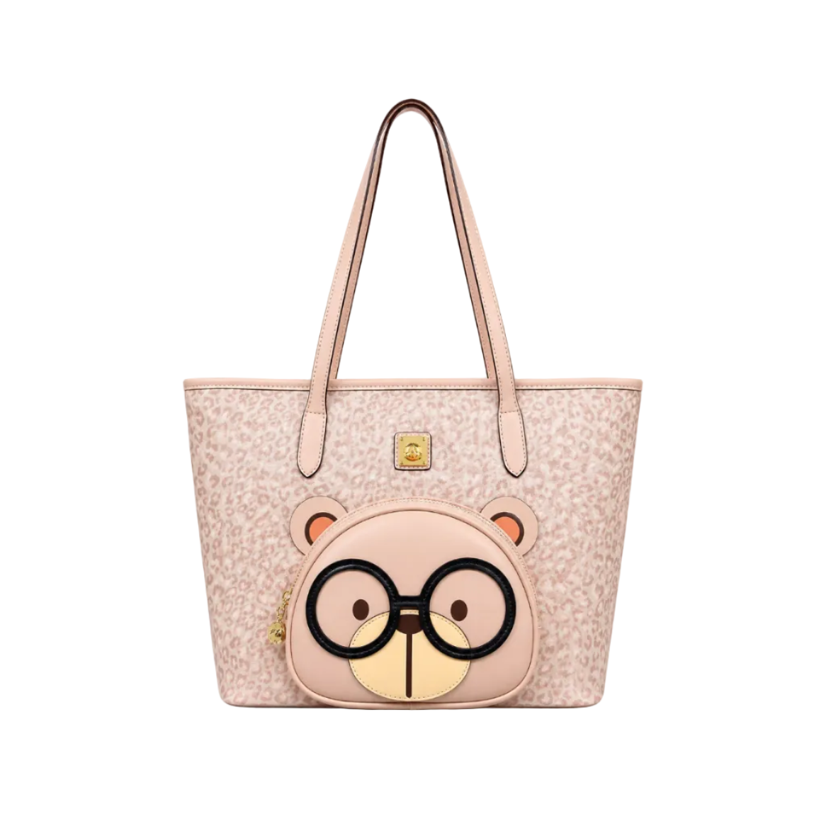 Cream Bear Leopard Tote – Blush Pink Women's Shoulder Bag