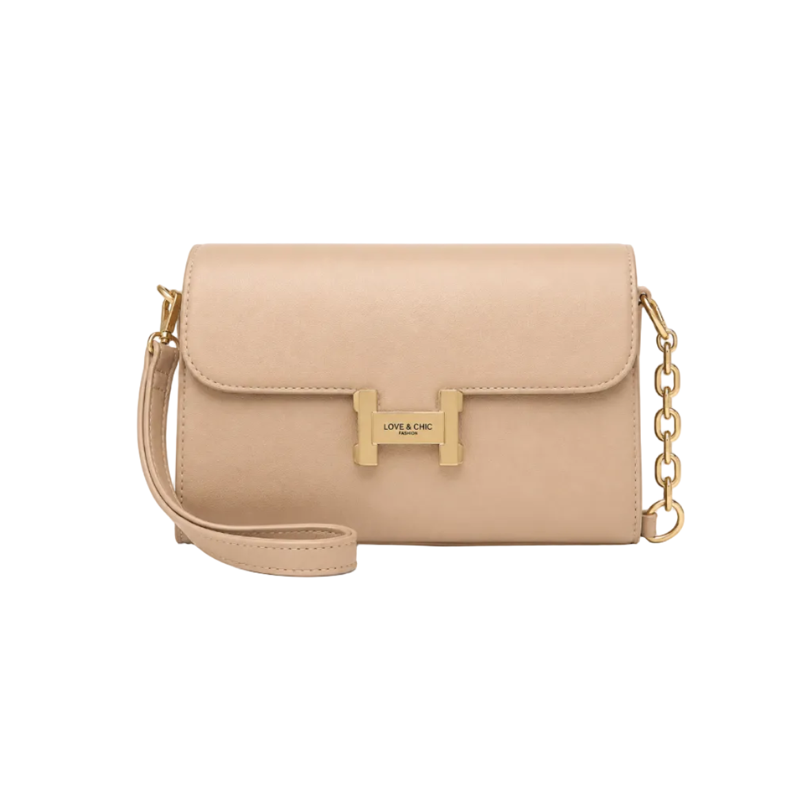Women's Elegant Crossbody Shoulder Bag - Nude Beige