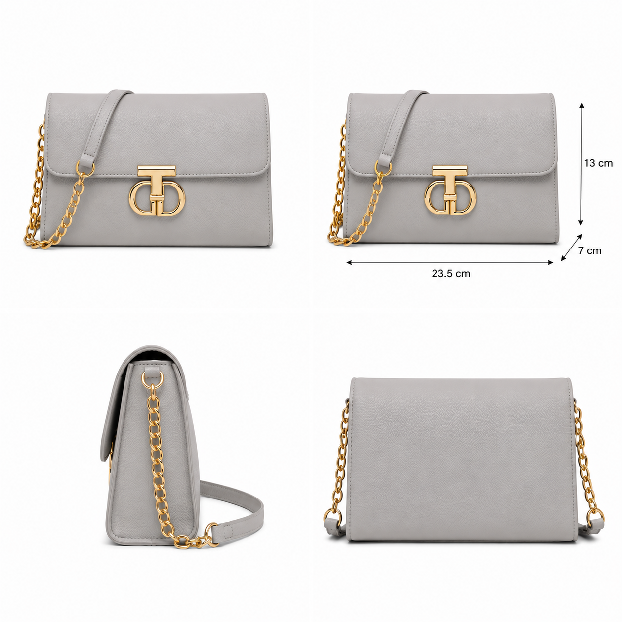 Women's Elegant Crossbody Shoulder Bag – Light Gray