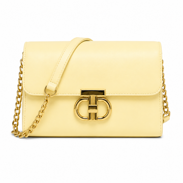 Women's Elegant Butter Yellow Crossbody Shoulder Bag with Gold Hardware
