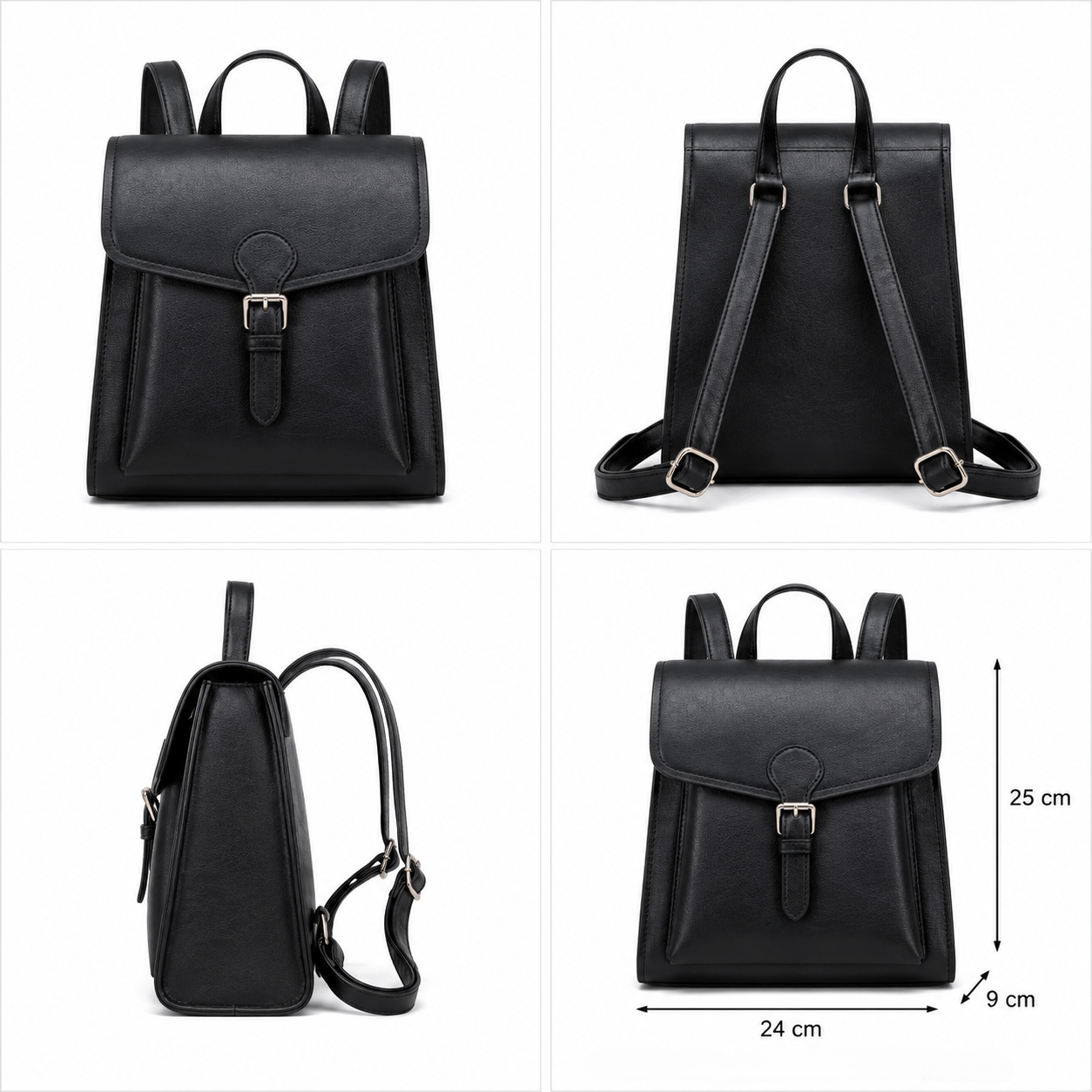 Women's Elegant Black Minimalist Backpack