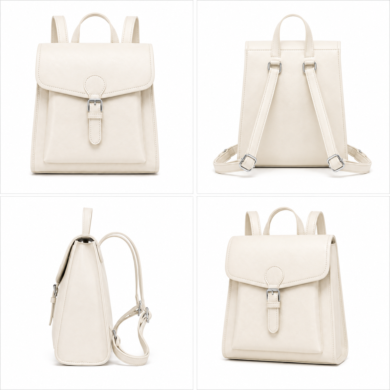 Women's Elegant Off White Minimalist Backpack