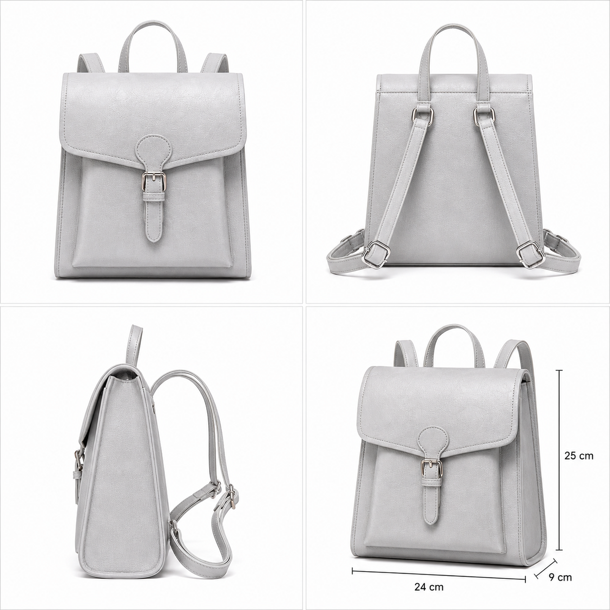 Women's Elegant Light Gray Minimalist Backpack