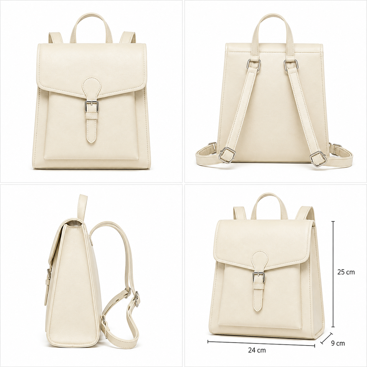 Women's Elegant Cream Minimalist Backpack