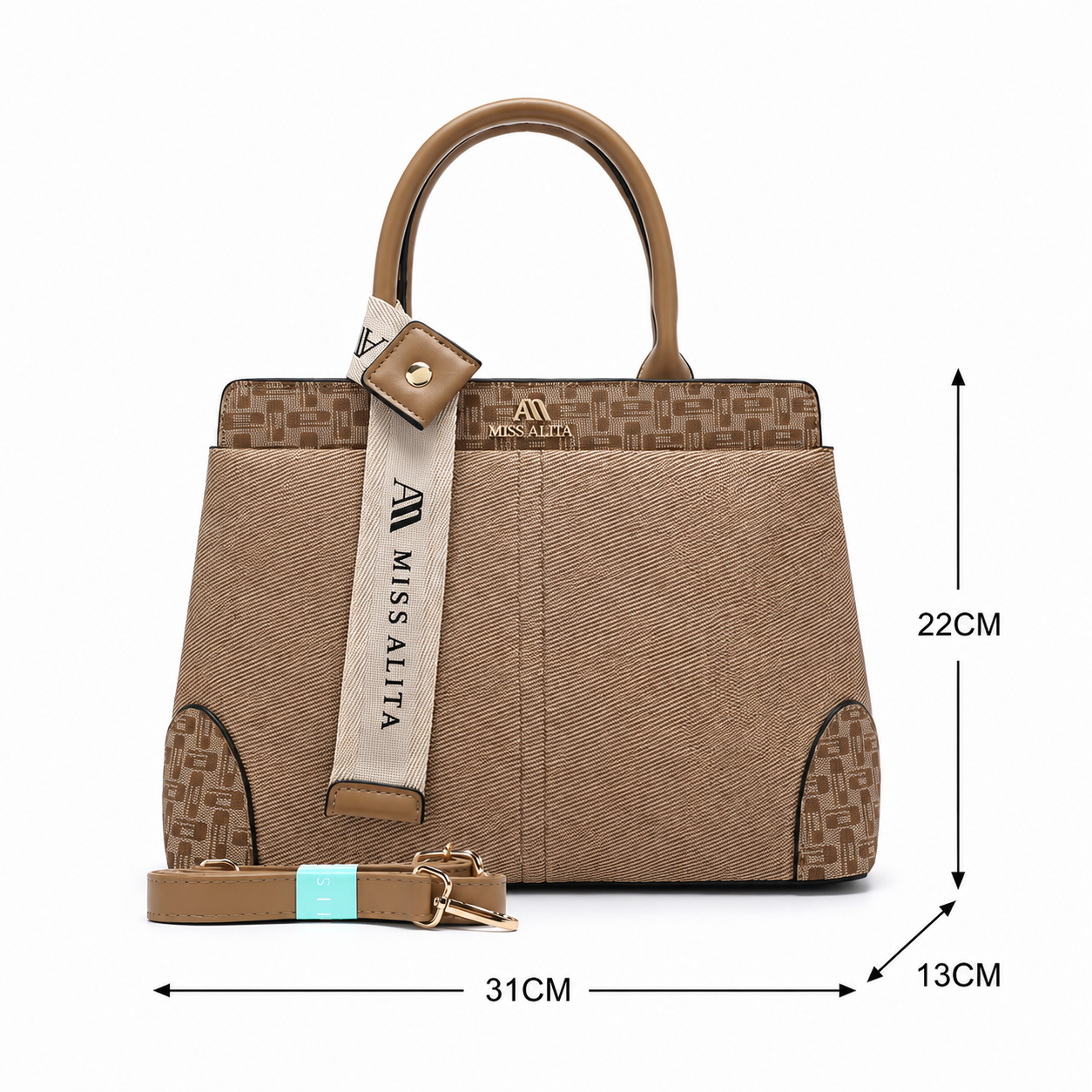 MISS ALITA Elegant Khaki Structured Handbag