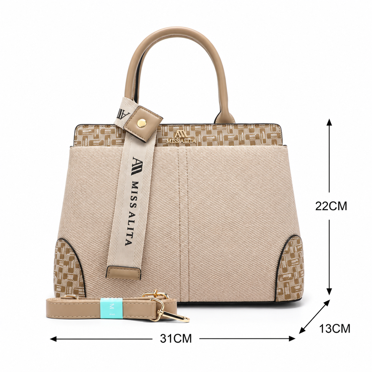 MISS ALITA Elegant Apricot Structured Handbag