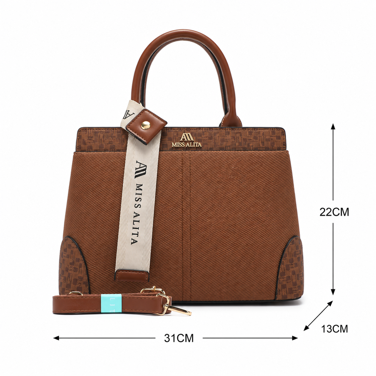 MISS ALITA Elegant Light Brown Structured Handbag